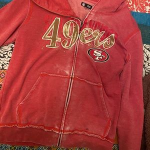 large distressed 49er jacket